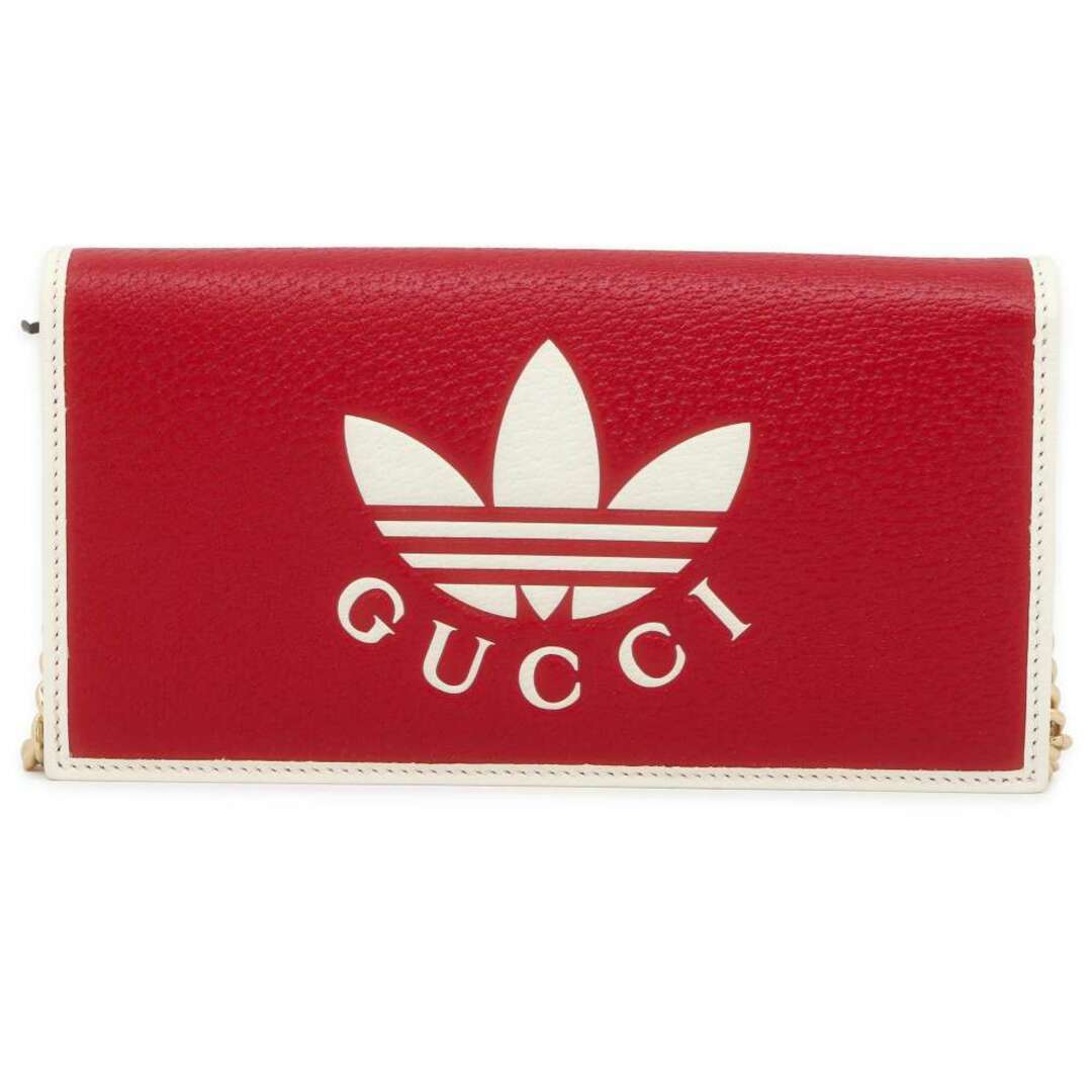 Gucci(グッチ)のグッチ チェーンウォレット アディダス コラボ インターロッキングG トレフォイル プリント 621892 GUCCI 白 レディースのファッション小物(財布)の商品写真