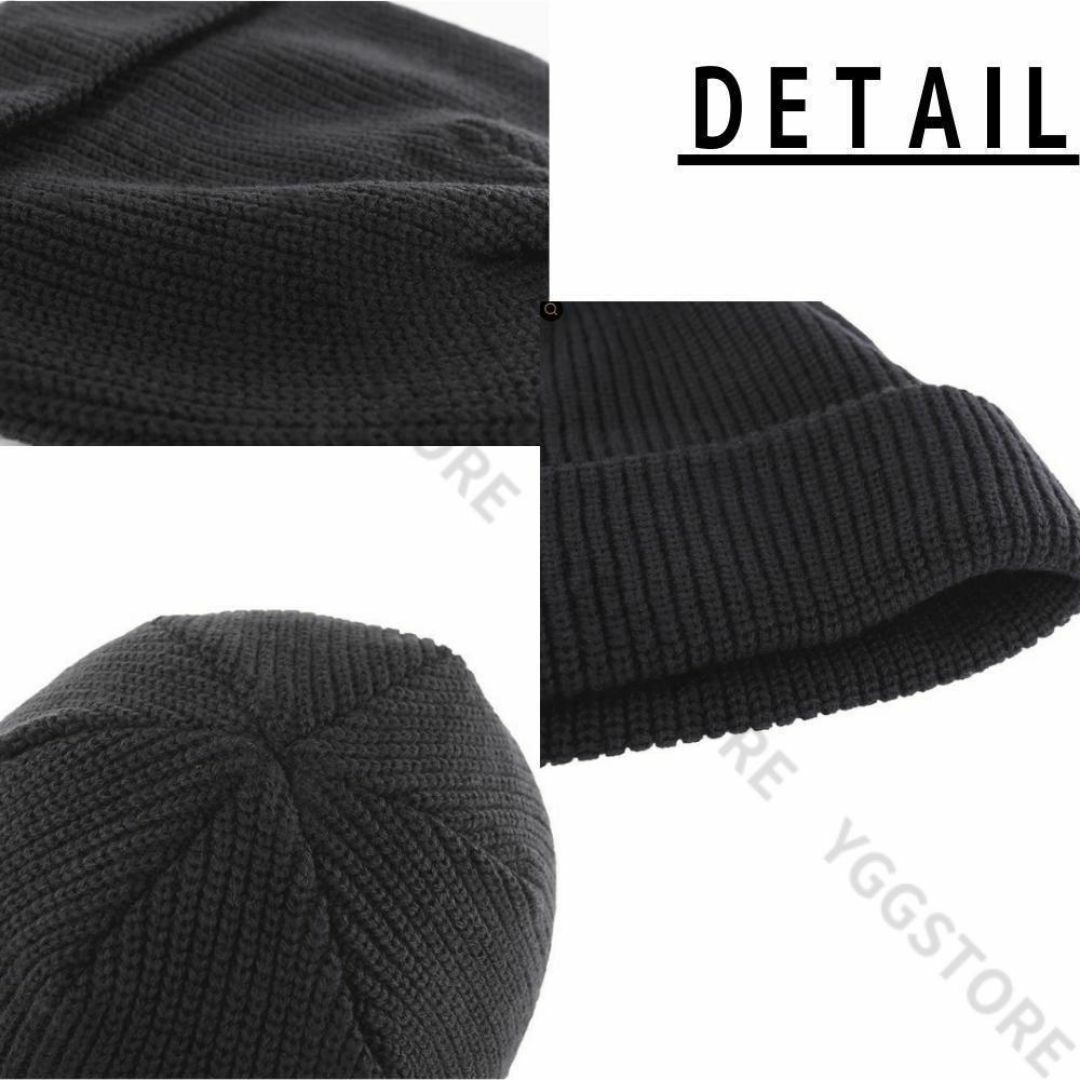 ショートワッチ ロールキャップ ニット帽 浅めリブ編み カーキ メンズ メンズの帽子(ニット帽/ビーニー)の商品写真