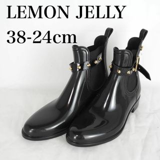 LEMON JELLY*レモンジェリー*レインブーツ*24cm*黒*B5179(レインブーツ/長靴)