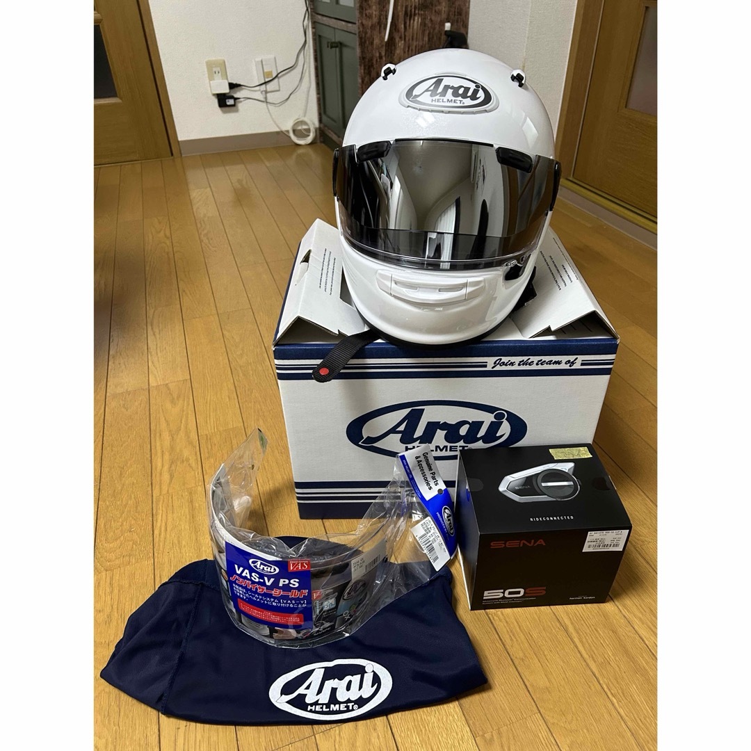 Arai(アライ)のArai アストロGX M(57-58) グラス白　SENA 50S 自動車/バイクのバイク(ヘルメット/シールド)の商品写真