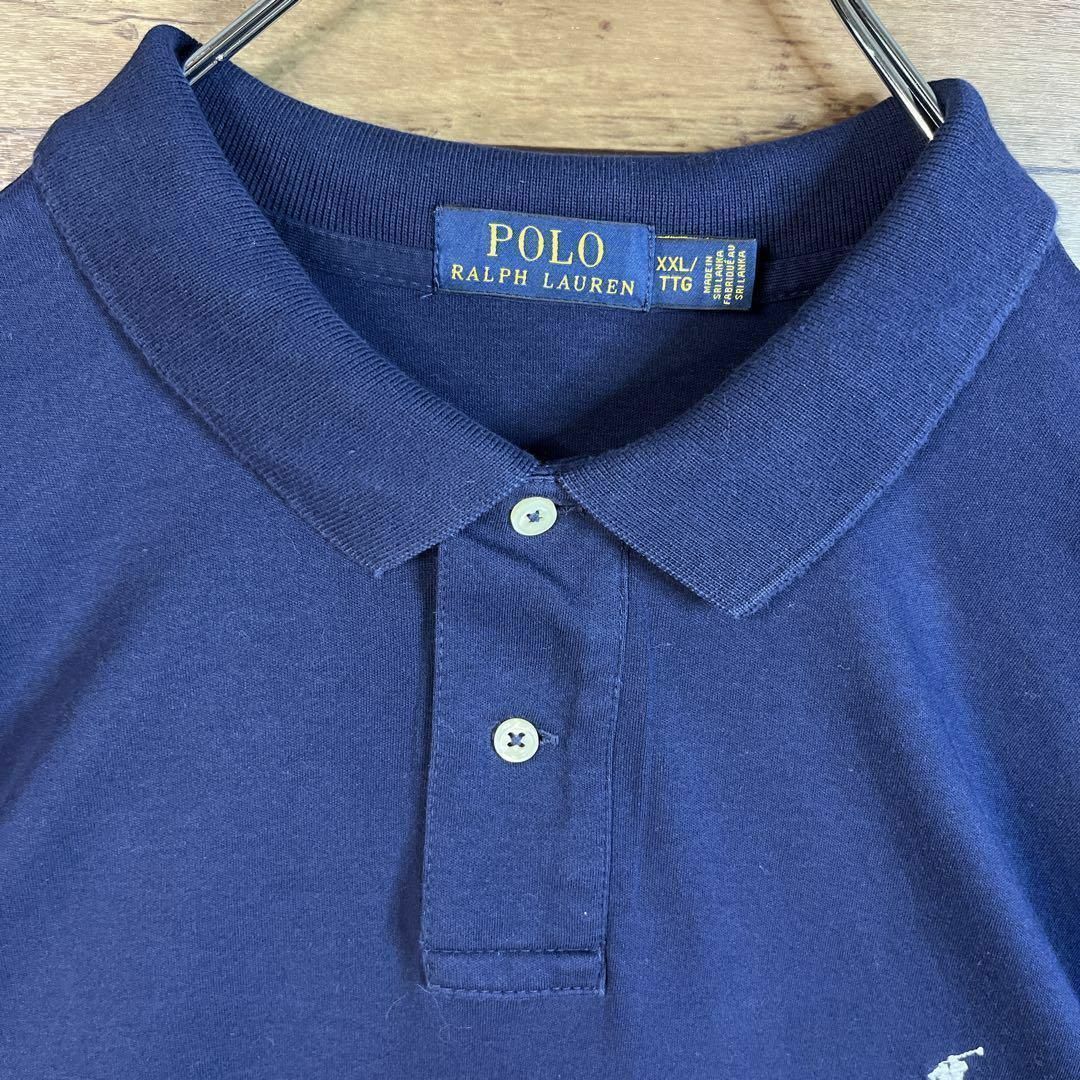 POLO RALPH LAUREN(ポロラルフローレン)の6319 古着　ポロラルフローレン　ポロシャツ　半袖　刺繍ロゴ　2XLネイビー メンズのトップス(ポロシャツ)の商品写真
