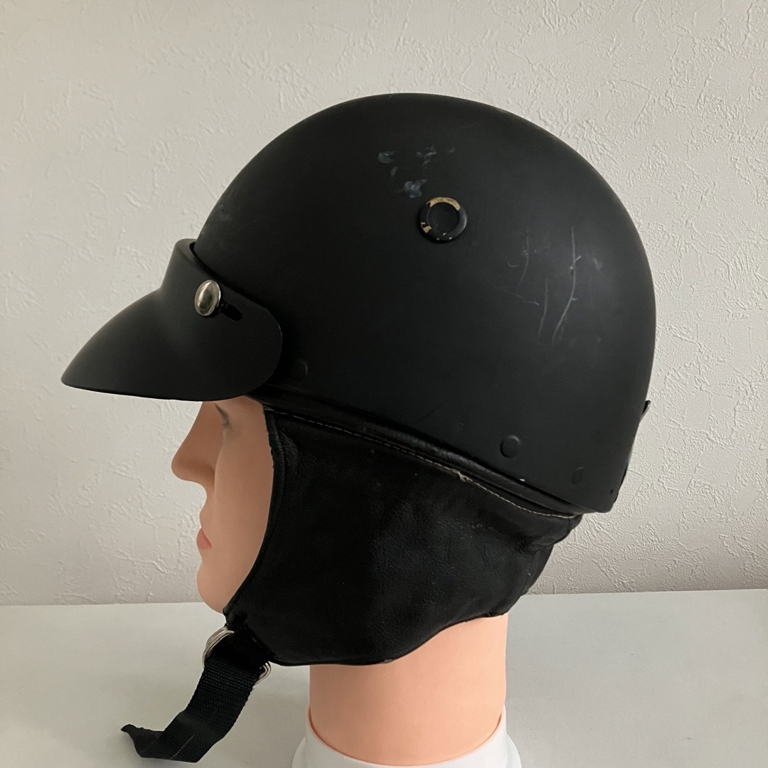 ビンテージヘルメット　Sサイズ　ハーフヘルメット　マッドブラック　半キャップ 自動車/バイクのバイク(ヘルメット/シールド)の商品写真
