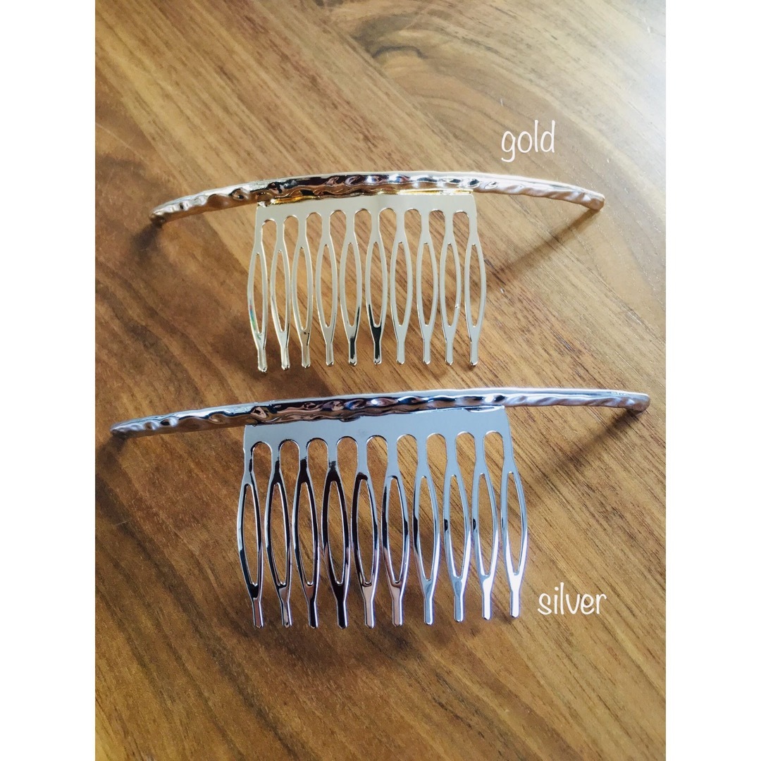 【2個セット】クレセントコーム　ゴールド　シルバー　ヘアピン　コーム レディースのヘアアクセサリー(ヘアピン)の商品写真