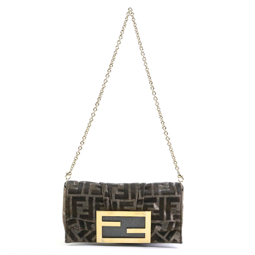 FENDI(フェンディ)のフェンディ FENDI ショルダーバッグ ズッカ キャンバス/メタル ゴールド/シルバー レディース 送料無料【中古】 e58485f レディースのバッグ(ショルダーバッグ)の商品写真