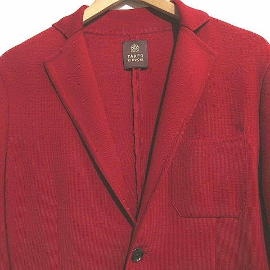 TAKEO KIKUCHI(タケオキクチ)のタケオキクチ カーディガン ニットジャケット ウール 2B 赤 レッド 2 メンズのトップス(カーディガン)の商品写真