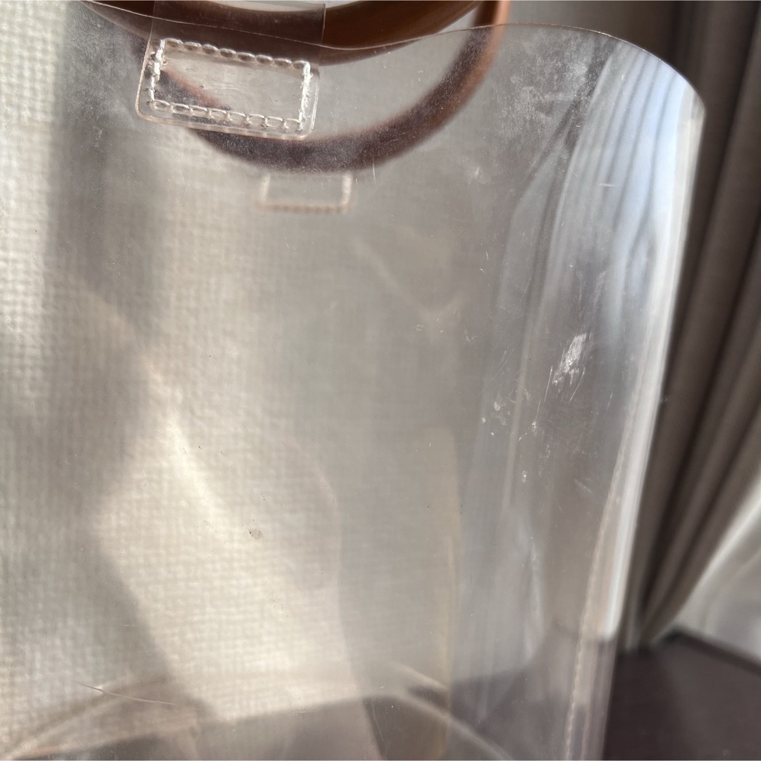 Beau're(ビュレ)のBeau're ウッドハンドル　PVC  バッグ　クリア　オレンジ　木製　バケツ レディースのバッグ(ハンドバッグ)の商品写真