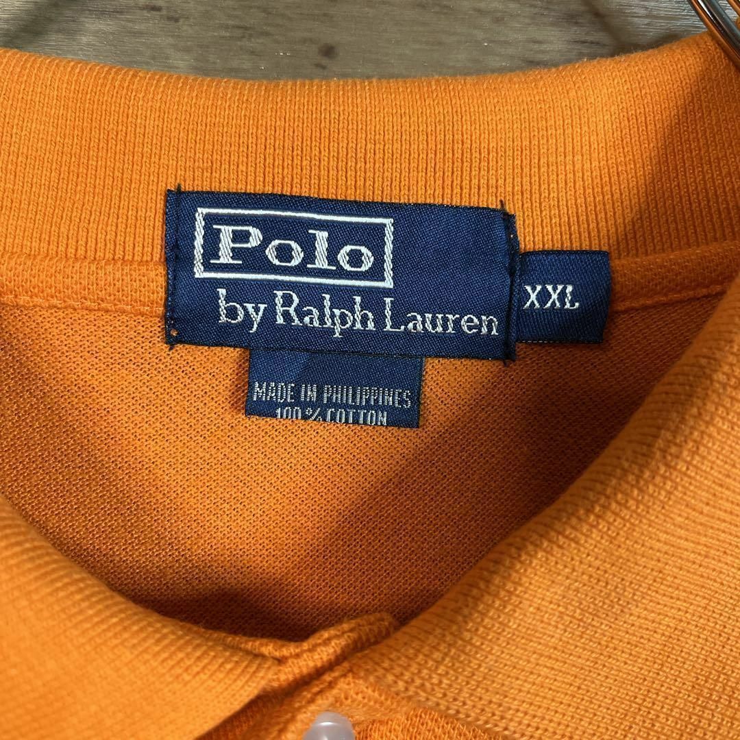 6329 古着　ポロラルフローレン　ポロシャツ　半袖　刺繍ロゴ　2XL オレンジ メンズのトップス(ポロシャツ)の商品写真