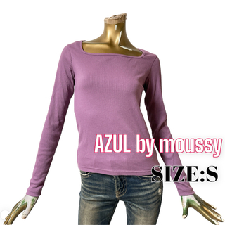 アズールバイマウジー(AZUL by moussy)のAZUL ♥ 大人可愛い スクエアネック リブ ロングスリーブ トップス(カットソー(長袖/七分))