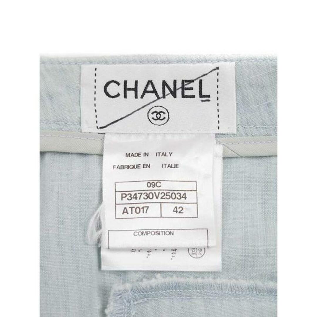 CHANEL(シャネル)のCHANEL シャネル シャンブレーフレアニーデニムパンツ サックスブルー 42 レディースのパンツ(その他)の商品写真