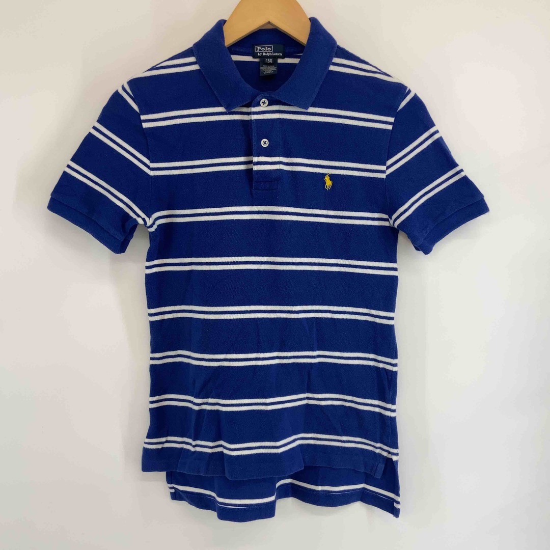 POLO RALPH LAUREN(ポロラルフローレン)のPOLO RALPH LAUREN ポロラルフローレン レディース ポロシャツ　ストライプ　ロゴ刺繍　青 レディースのトップス(ポロシャツ)の商品写真