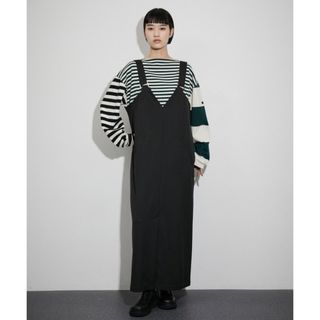 アダムエロぺファム(ADAM ET ROPE' FEMME)のrei様専用☆アダムエロペワイドストラップジャンパースカート新品ブラック(ロングワンピース/マキシワンピース)