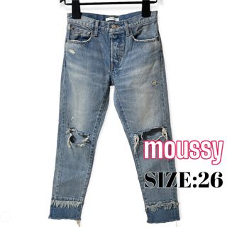 マウジー(moussy)のmoussy ♥ レイヤードデザイン ダメージ テーパードデニム ジーンズ(デニム/ジーンズ)