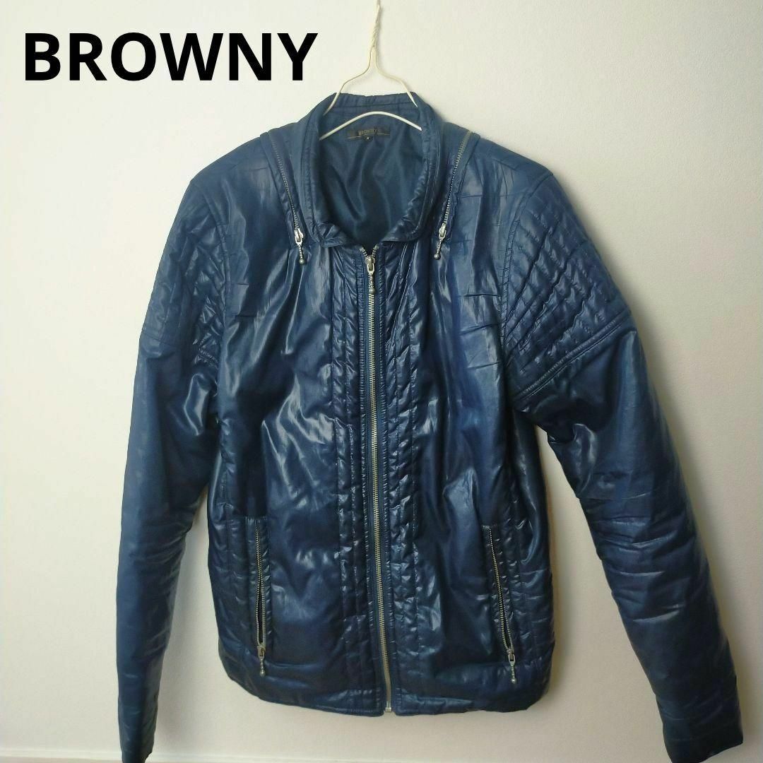 Brownie(ブラウニー)のBROWNY　ブラウニー　ジップアップ　ジャケット　ジャンパー　ナイロン風　M レディースのジャケット/アウター(ナイロンジャケット)の商品写真