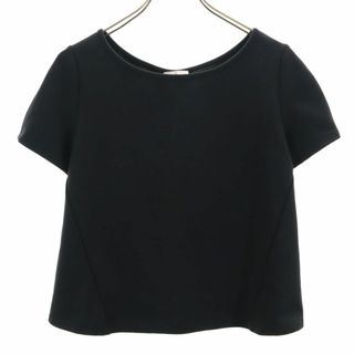 LANVIN en Bleu - ランバンオンブルー 日本製 半袖 ショート丈 Tシャツ 38 ブラック LANVIN en Bleu フリル リボン レディース 古着 【240408】 メール便可