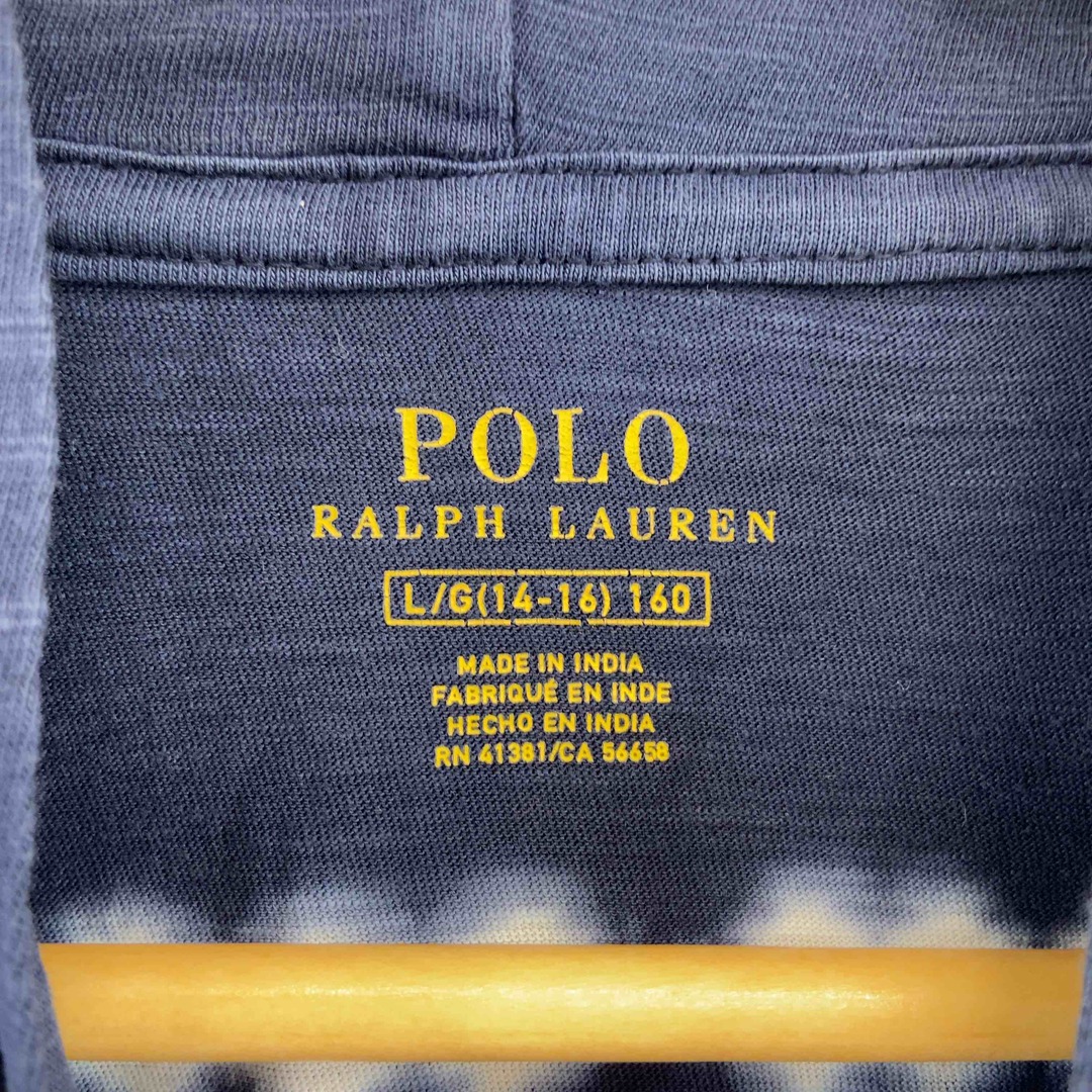 POLO RALPH LAUREN(ポロラルフローレン)のPOLO RALPH LAUREN ポロラルフローレン レディース Tシャツ　長袖　カットソー　フード　紺色　ロゴプリント レディースのトップス(Tシャツ(長袖/七分))の商品写真