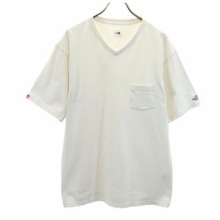 ザノースフェイス(THE NORTH FACE)のザノースフェイス NT31803R アウトドア 半袖 Vネック Tシャツ XXL ホワイト THE NORTH FACE ポケT メンズ 古着 【240408】 メール便可(Tシャツ/カットソー(半袖/袖なし))