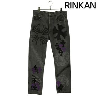 クロムハーツ(Chrome Hearts)のクロムハーツ  STENCIL DENIM ステンシル ペイントデザインクロスパッチ付きデニムパンツ メンズ 30インチ(デニム/ジーンズ)