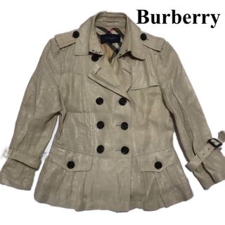 バーバリー(BURBERRY)の美品　バーバリー　ショートトレンチコート　ベージュ　麻100%　サイズ38(トレンチコート)