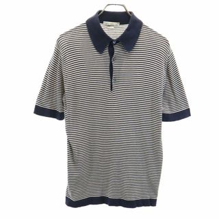 ジョンスメドレー(JOHN SMEDLEY)のジョンスメドレー イギリス製 ボーダー 半袖 ポロシャツ M ベージュ系 JOHN SMEDLEY メンズ 古着 【240408】(ポロシャツ)