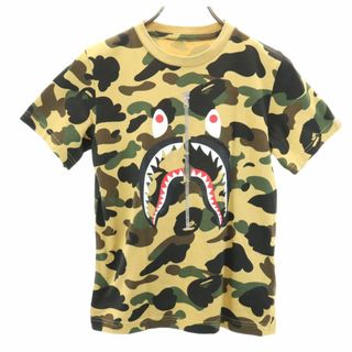 A BATHING APE - アベイシングエイプ カモフラ柄 半袖 Tシャツ 140 ベージュ系 A BATHING APE 迷彩 キッズ 古着 【240408】 メール便可