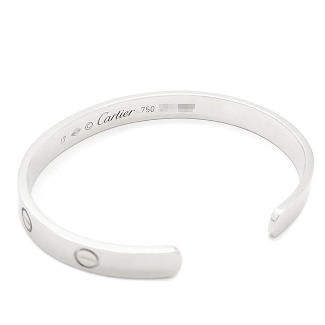 Cartier(カルティエ)のカルティエ Cartier ブレスレット LOVE ラブブレス オープン K18WG ホワイトゴールド #17 750 18K 18金   B6032517【中古】 レディースのアクセサリー(ブレスレット/バングル)の商品写真