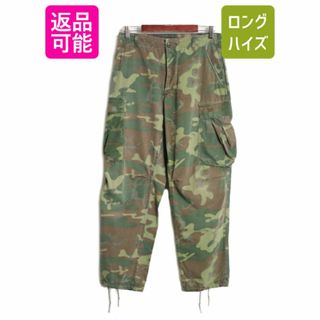 60s ★ US ARMY 米軍実物 3rd 初期 ノンリップ ジャングルファティーグ カーゴ パンツ S 程 60年代 ヴィンテージ グリーンリーフ カモ ERDL(ワークパンツ/カーゴパンツ)