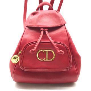 Christian Dior - 美品 Christian Dior ディオール CDロゴ 金具 ヴィンテージ レザー リュック バッグ パック レッド ga2682