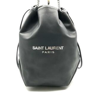 イヴサンローラン(Yves Saint Laurent)の美品 SAINT LAURENT サンローラン ロゴ テディ 巾着 レザー チェーン ショルダー バッグ ポーチ付 グレー a2971(ショルダーバッグ)