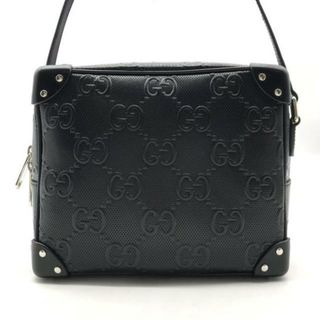 グッチ(Gucci)の超美品 GUCCI グッチ GGエンボス レザー ショルダー バッグ ブラック a3039(ショルダーバッグ)