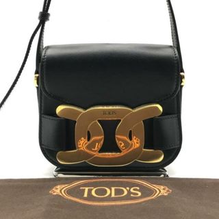 トッズ(TOD'S)の超美品 TODs トッズ ケイト ロゴ ゴールド金具 レザー ミニ ショルダー バッグ ブラック a3040(ショルダーバッグ)