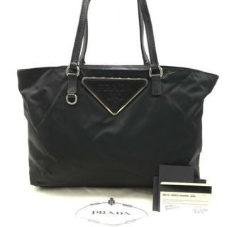 プラダ(PRADA)の美品 PRADA プラダ ビック 三角 ロゴ テスート ナイロン トート ショルダー バッグ ブラック a2843(トートバッグ)