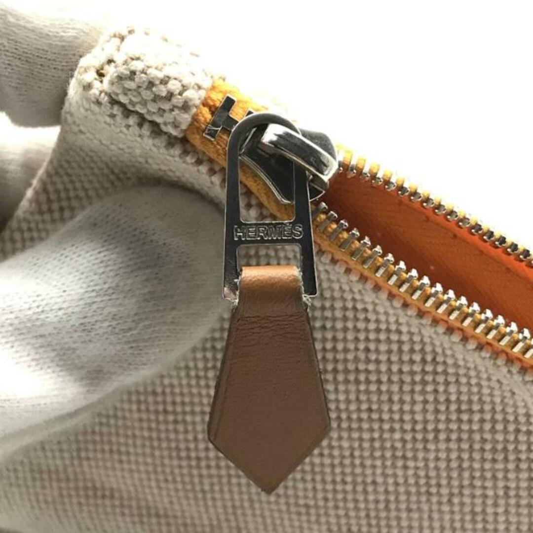 Hermes(エルメス)の美品 HERMES エルメス ロゴ フラット ポーチ キャンバス クラッチ バッグ オレンジ a3062 レディースのバッグ(クラッチバッグ)の商品写真