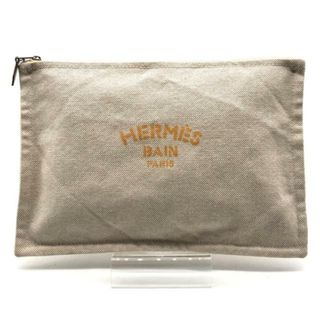 エルメス(Hermes)の美品 HERMES エルメス ロゴ フラット ポーチ キャンバス クラッチ バッグ オレンジ a3062(クラッチバッグ)