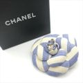 展示品 CHANEL シャネル カメリア コサージュ デニム ストライプ ブルー