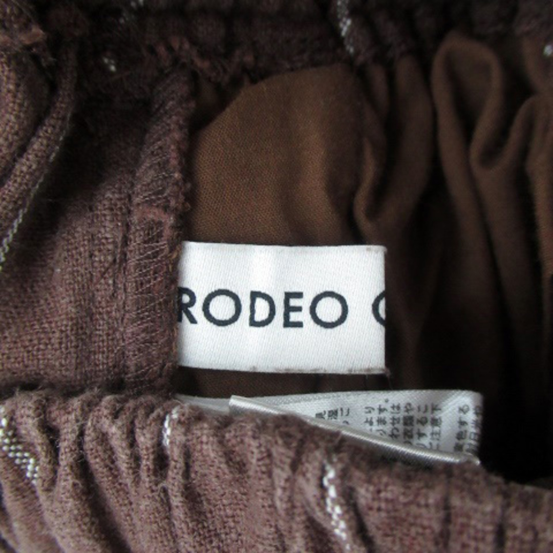 RODEO CROWNS(ロデオクラウンズ)のロデオクラウンズ シェフパンツ イージー アンクル ストライプ リネン S 茶色 レディースのパンツ(その他)の商品写真