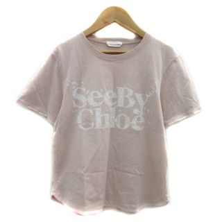 シーバイクロエ(SEE BY CHLOE)のシーバイクロエ Tシャツ カットソー 半袖 プリント XS ピンク 白(Tシャツ(半袖/袖なし))