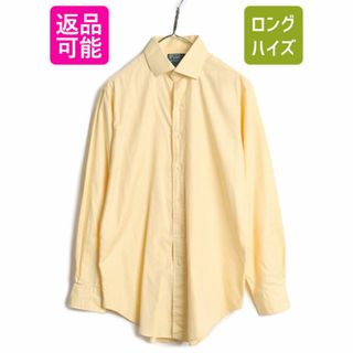 ラルフローレン(Ralph Lauren)の90s ラルフローレン 長袖 シャツ メンズ M 程 / 古着 90年代 オールド ポロ ポニー無し 無地 ワイシャツ ヘリンボーン ストライプ コットン(シャツ)