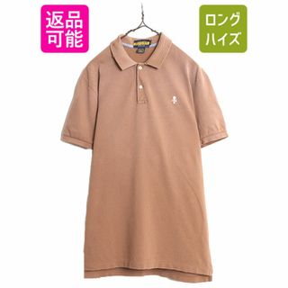 ラルフローレン(Ralph Lauren)のヴィンテージ 加工 ラグビー ラルフローレン 鹿の子 半袖 ポロシャツ メンズ L / 古着 ポロ RUGBY 半袖シャツ スカル 刺繍 ワンポイント 茶(ポロシャツ)