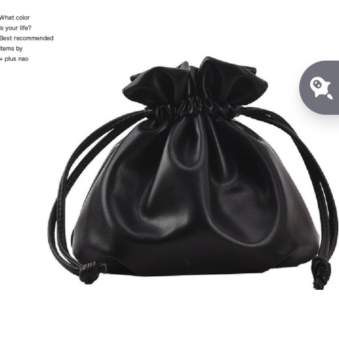 巾着バック　ブラック レディースのバッグ(ショルダーバッグ)の商品写真