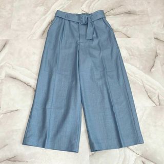 アナイ(ANAYI)のA12105 美品　アナイ　ベルテッドタックワイドパンツ　ブルー　36(カジュアルパンツ)