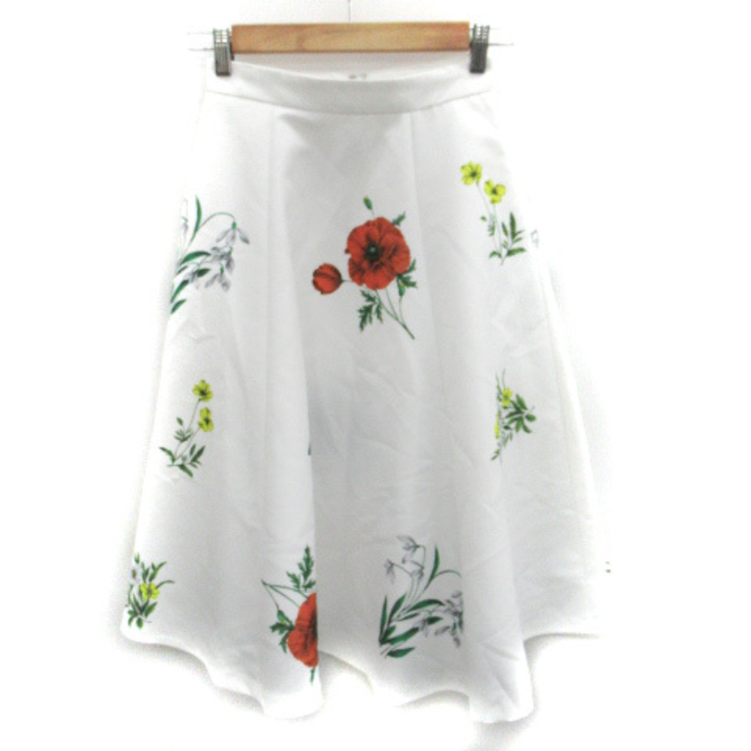 Mystrada(マイストラーダ)のマイストラーダ フレアスカート ミモレ丈 花柄 34 マルチカラー 白 レディースのスカート(ひざ丈スカート)の商品写真