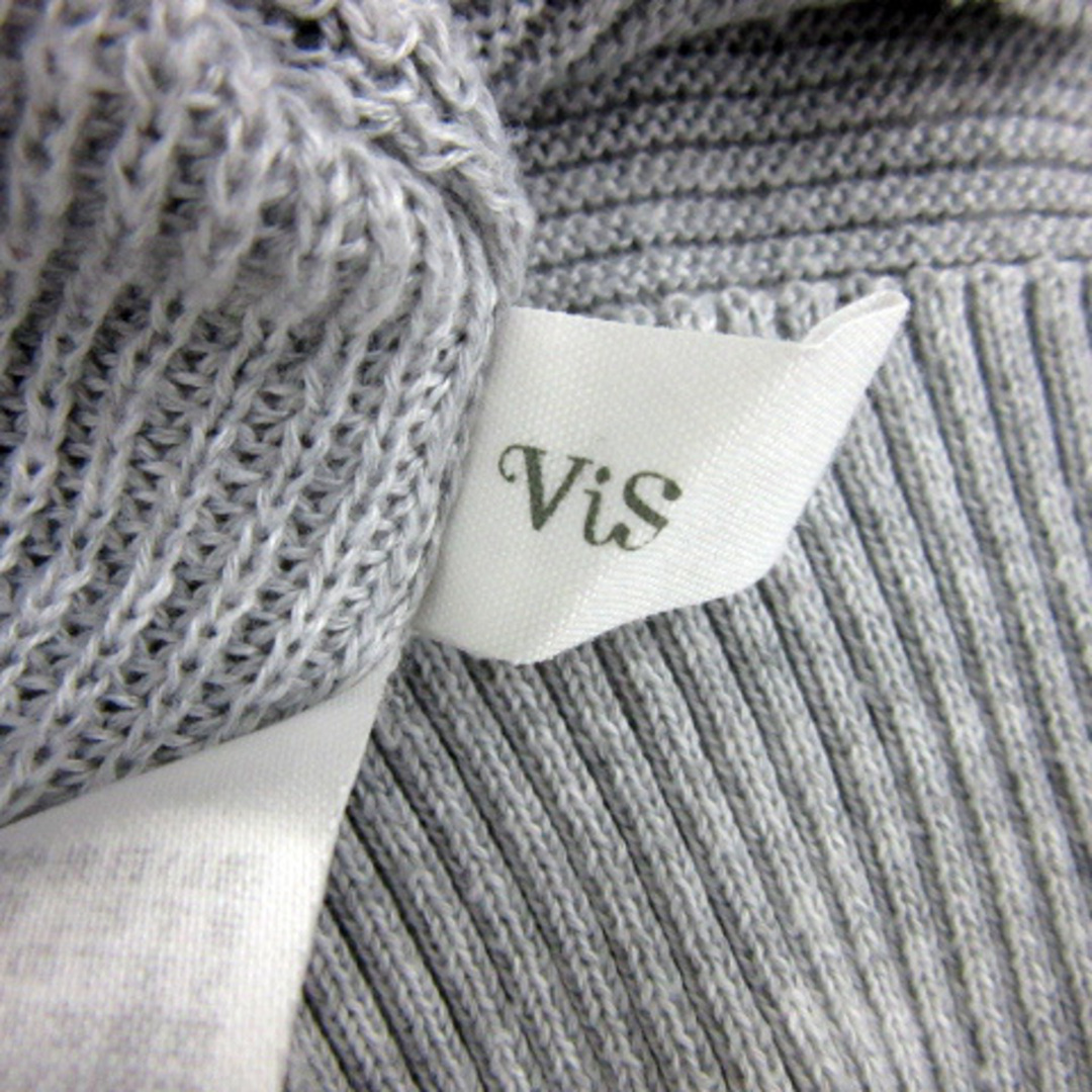 ViS(ヴィス)のビス ニット カットソー Vネック 花柄レース シースルー F ライトグレー レディースのトップス(ニット/セーター)の商品写真