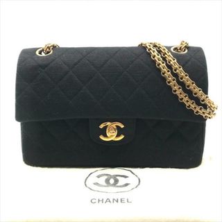 シャネル(CHANEL)の良品 CHANEL シャネル ココマーク マトラッセ22 コットンジャージ ターンロック Wフラップ Wチェーン ショルダー バッグ ブラック a2534(ショルダーバッグ)