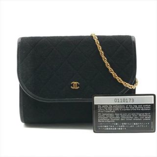 シャネル(CHANEL)の  良品 CHANEL シャネル ココマーク ミニ マトラッセ コットン キャンバス チェーン ショルダー バッグ ブラック a3115(ショルダーバッグ)