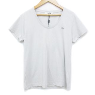 ラコステ(LACOSTE)のラコステ Tシャツ カットソー 半袖 Uネック ロゴ刺繡 36 ライトグレー(Tシャツ(半袖/袖なし))