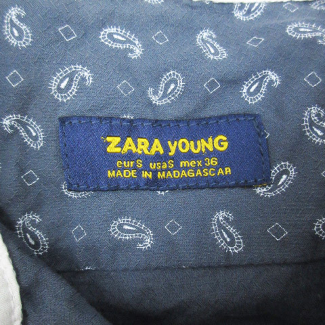 ZARA(ザラ)のザラ YOUNG カジュアルシャツ 長袖 ペイズリー柄 S 紺 白 ネイビー メンズのトップス(シャツ)の商品写真