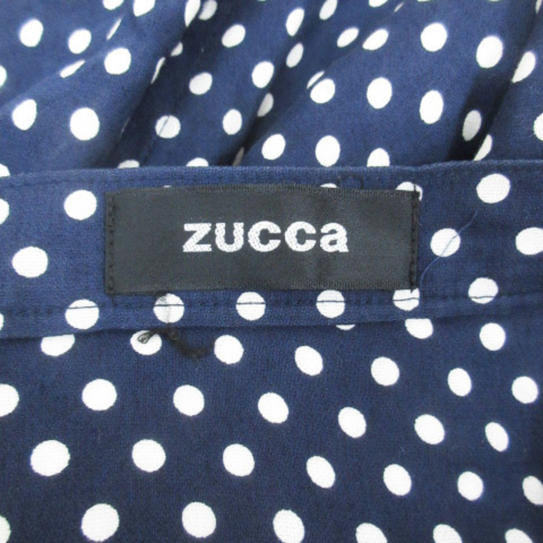 ZUCCa(ズッカ)のズッカ バルーンスカート フレアスカート ミモレ丈 ドット柄 水玉柄 S 紺 白 レディースのスカート(ひざ丈スカート)の商品写真