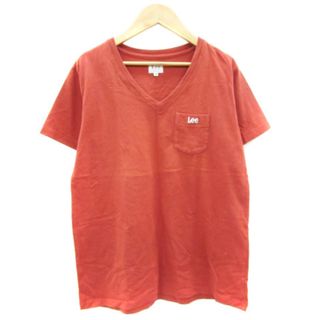 リー(Lee)のリー LEE Tシャツ カットソー 半袖 Vネック 刺繍 M テラコッタ(Tシャツ(半袖/袖なし))