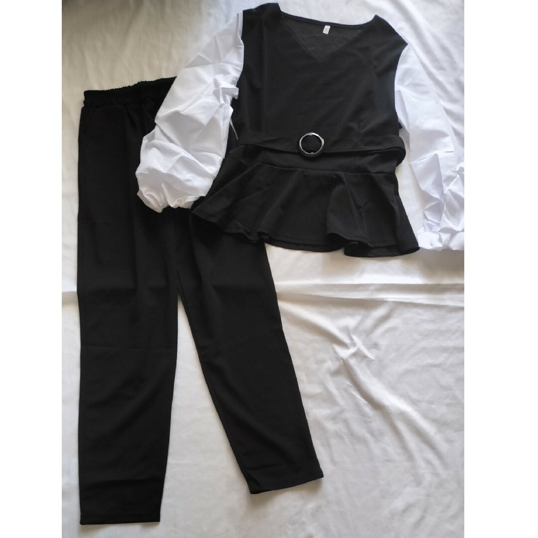 レディース フォーマル パンツスーツ 黒　M セットアップ 入学式 卒業式 レディースのフォーマル/ドレス(スーツ)の商品写真