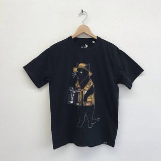 『USED』   go slow caravan ゴースローキャラバン 探検クロネコ Tシャツ サイズ3 半袖Ｔシャツ コットン ブラック ユニセックス【中古】(Tシャツ(半袖/袖なし))